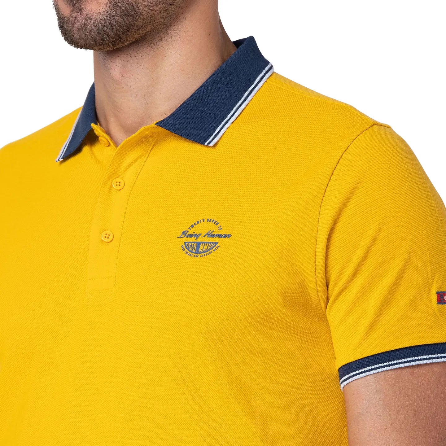 Yellow Regular Fit Men's Polo T-Shirt by Being Human Clothing