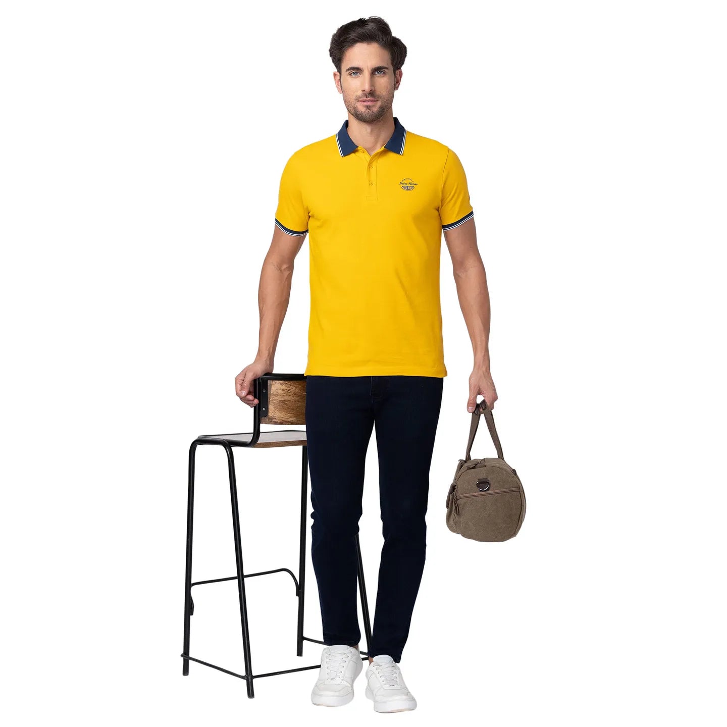 Yellow Regular Fit Men's Polo T-Shirt by Being Human Clothing