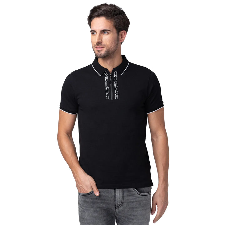 Black Regular Fit Men's Polo T-Shirt