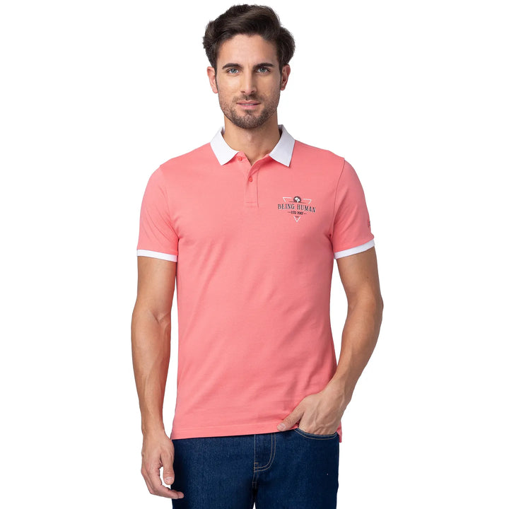 Pink Regular Fit Men's Polo T-Shirt