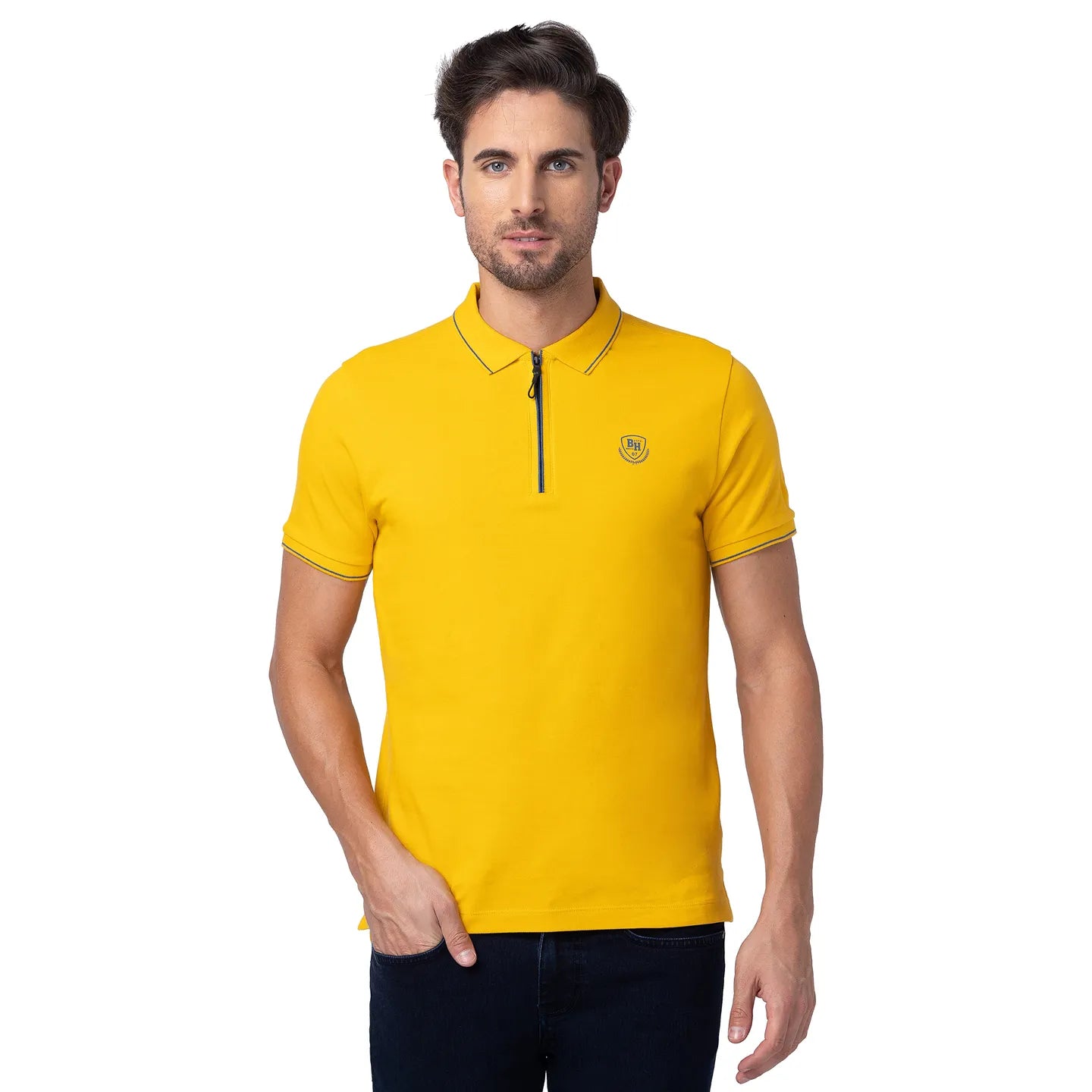 Being Human Clothing Men Regular Fit Collared T-Shirts-Mustard