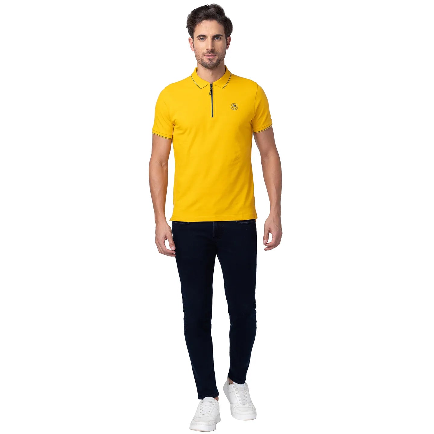 Being Human Clothing Men Regular Fit Collared T-Shirts-Mustard