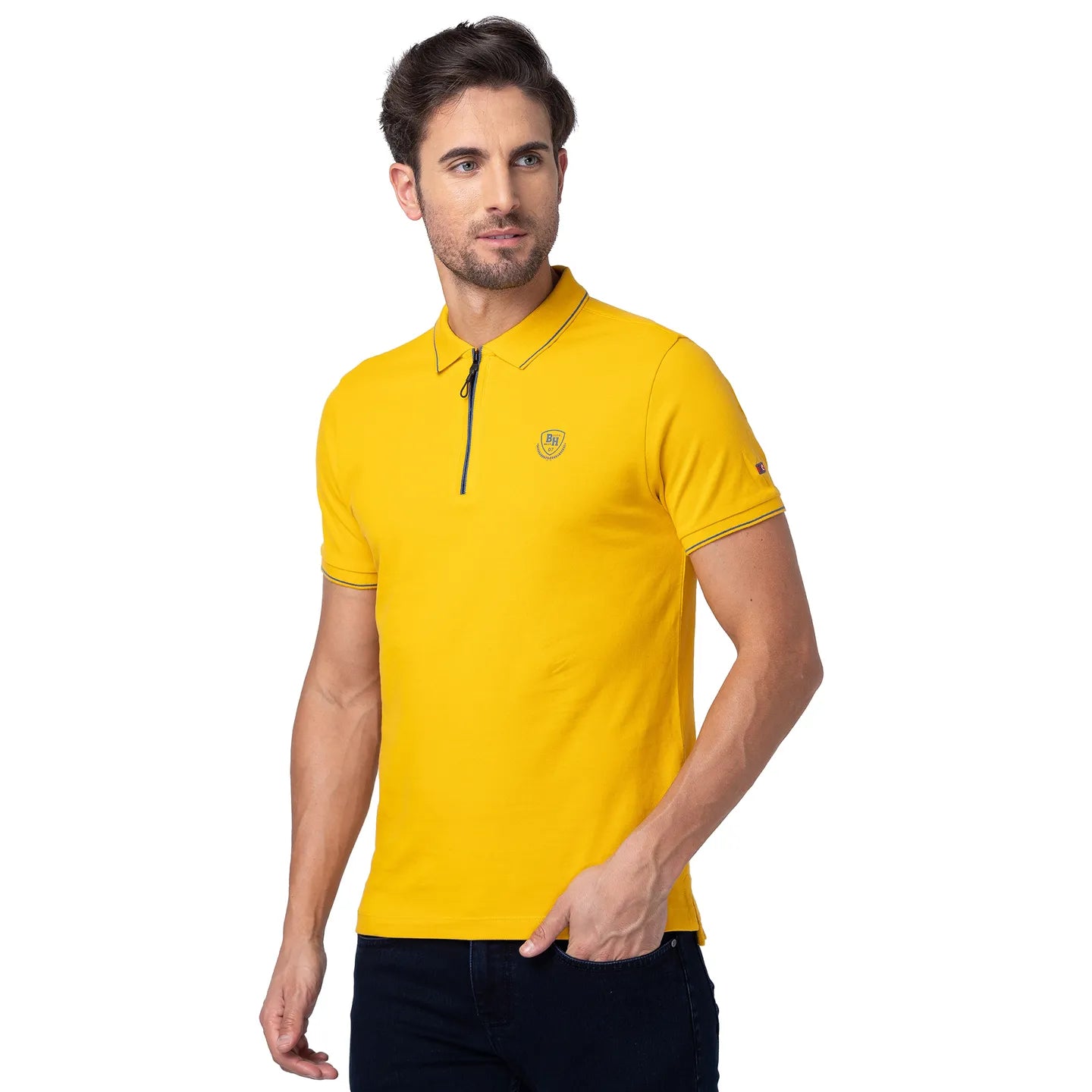 Being Human Clothing Men Regular Fit Collared T-Shirts-Mustard