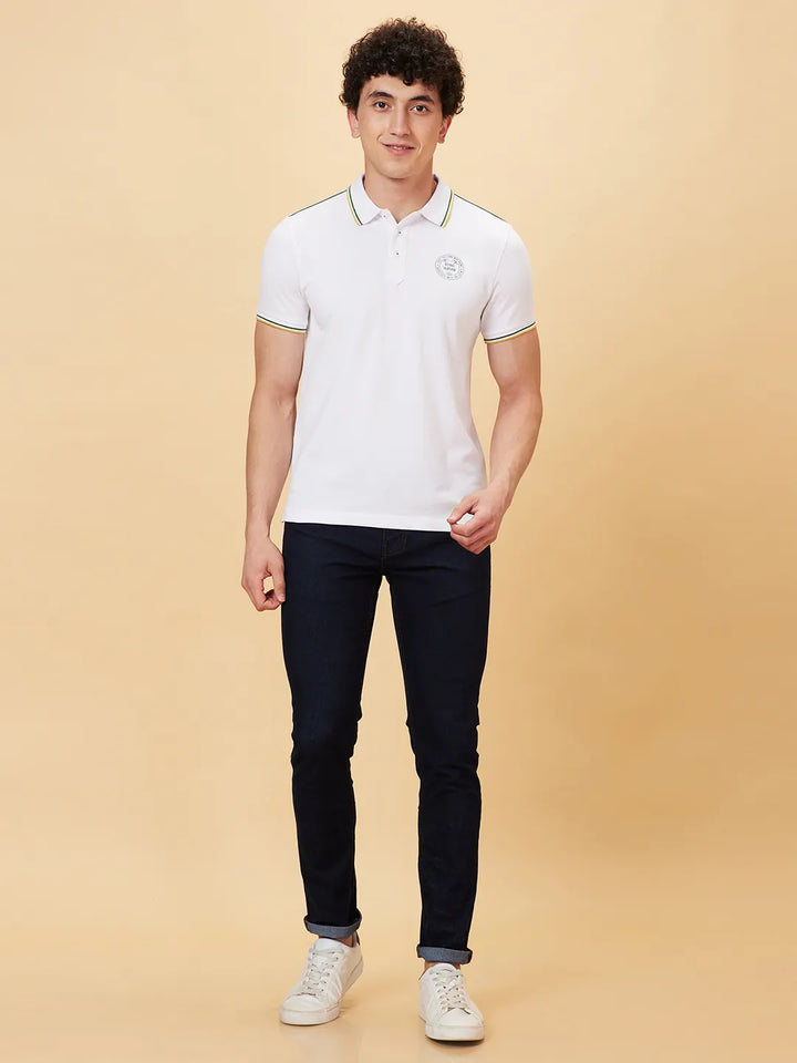 White Regular Fit Men's Polo T-Shirt