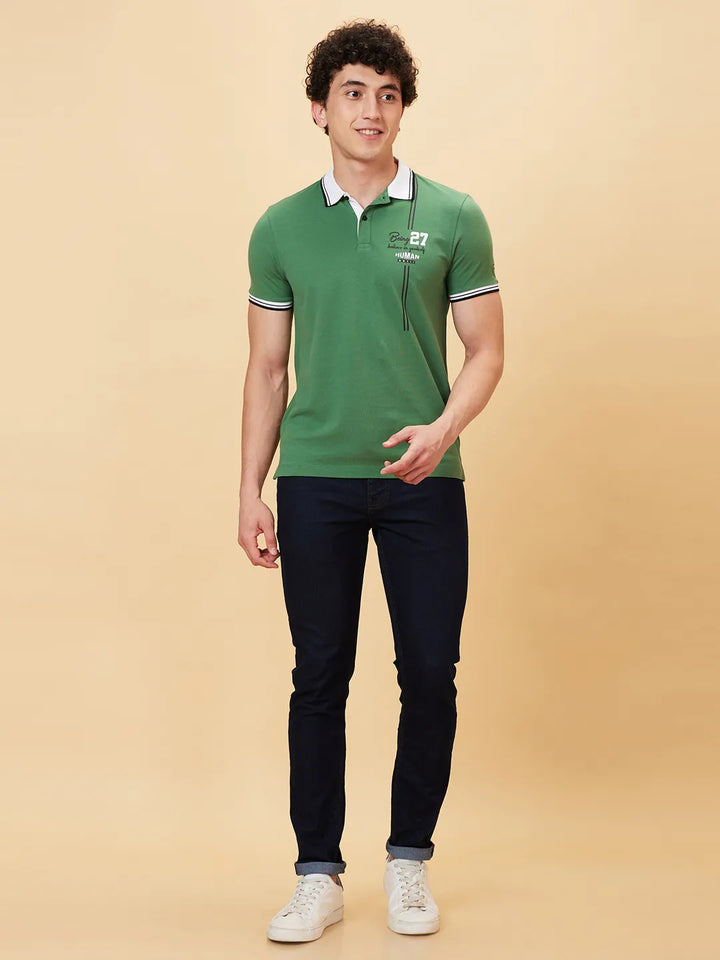 Green Regular Fit Men's Polo T-Shirt