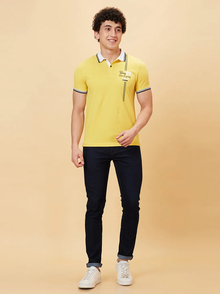Yellow Regular Fit Men's Polo T-Shirt