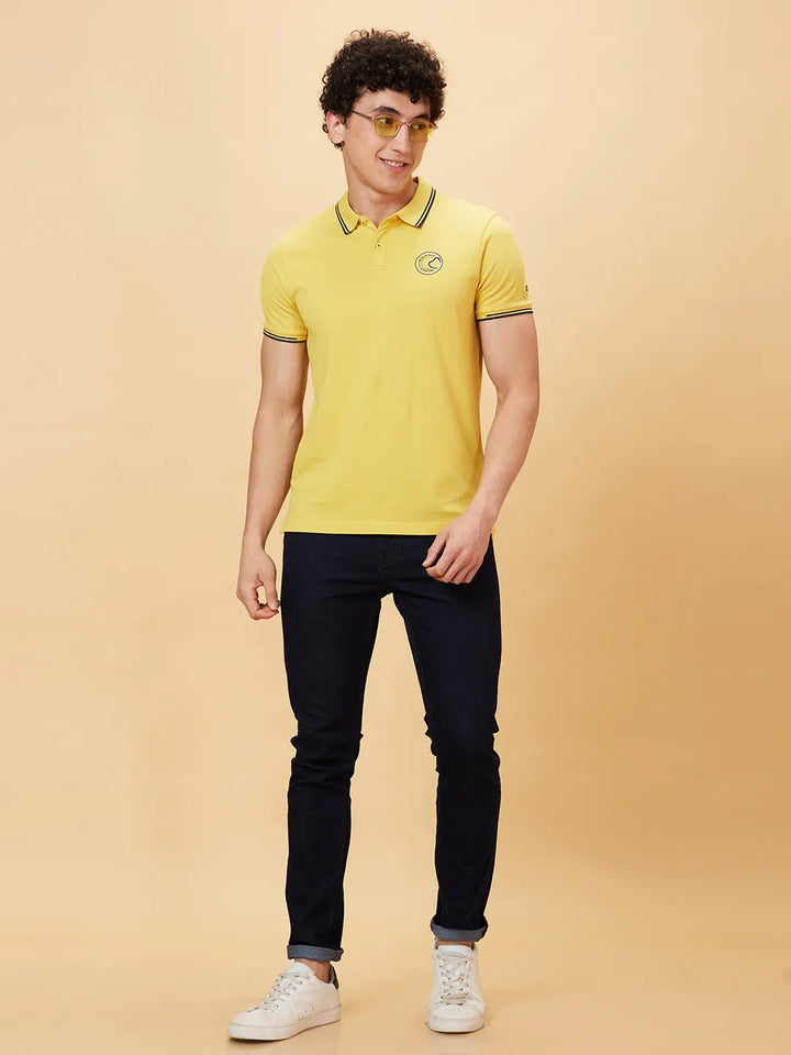 Yellow Regular Fit Men's Polo T-Shirt by Being Human Clothing