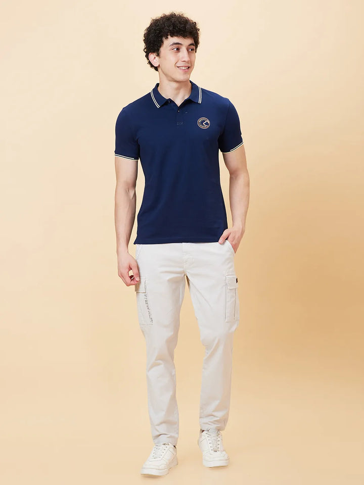 Blue Regular Fit Men's Polo T-Shirt
