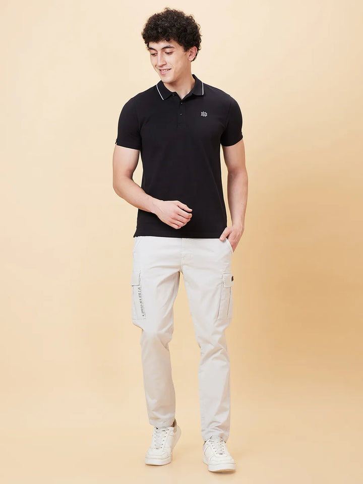 Black Regular Fit Men's Polo T-Shirt