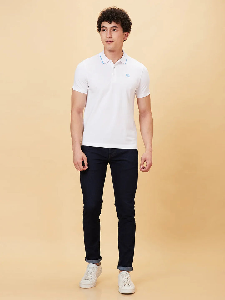 White Regular Fit Men's Polo T-Shirt