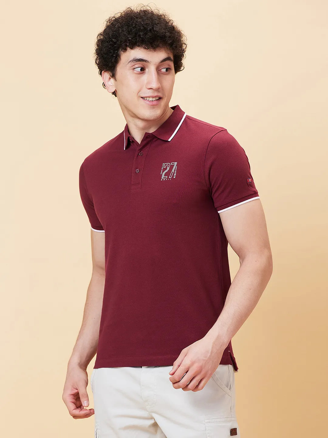 Being Human Clothing Men Regular Fit Polo Neck T-Shirts-Zinfandel