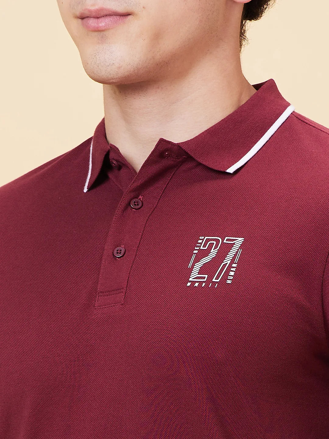 Being Human Clothing Men Regular Fit Polo Neck T-Shirts-Zinfandel