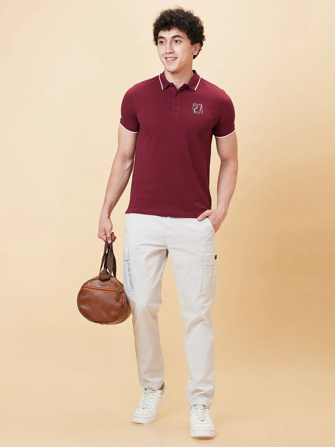 Being Human Clothing Men Regular Fit Polo Neck T-Shirts-Zinfandel