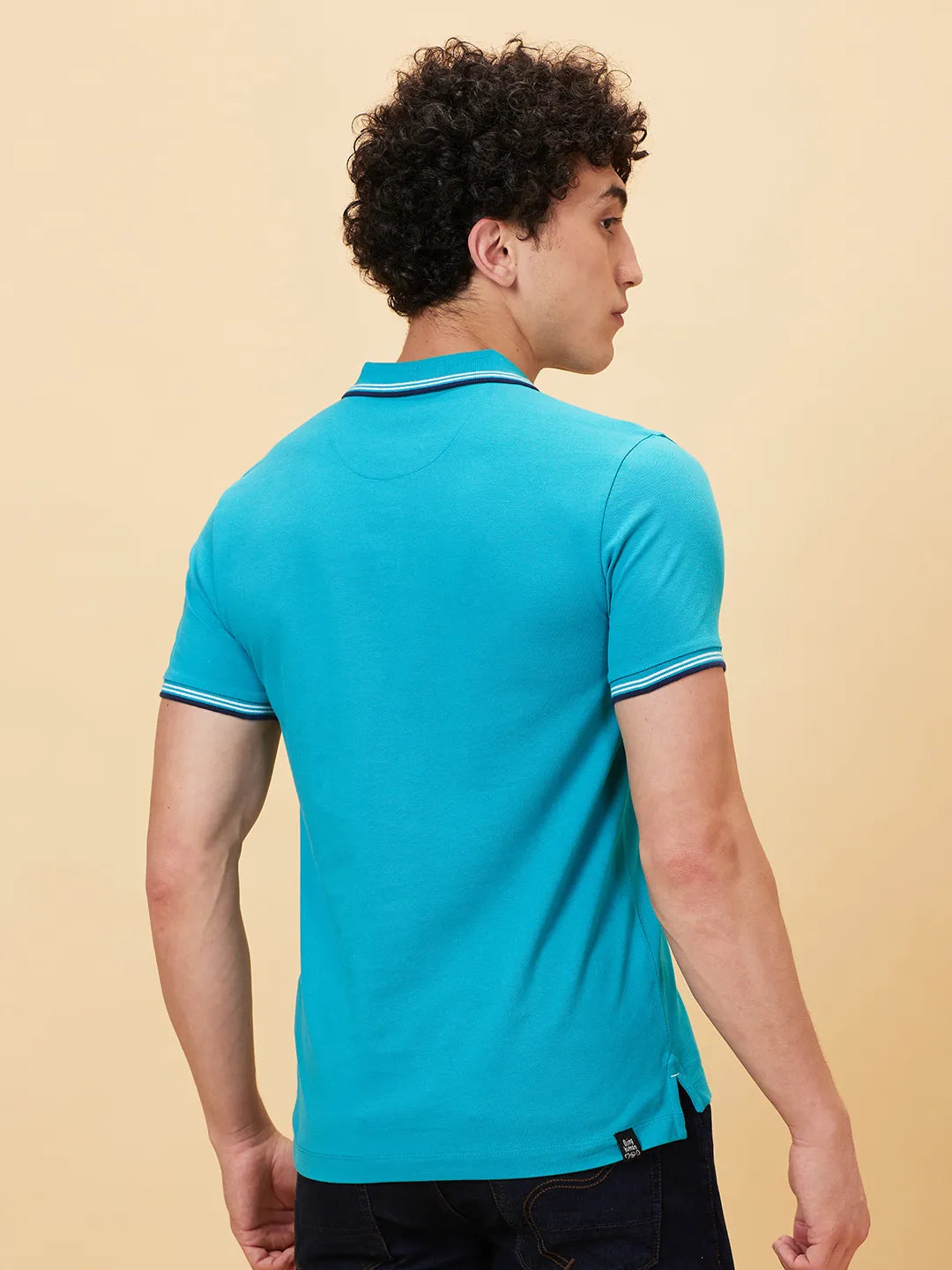 Being Human Clothing Men Regular Fit Polo Neck T-Shirts-Lake Blue