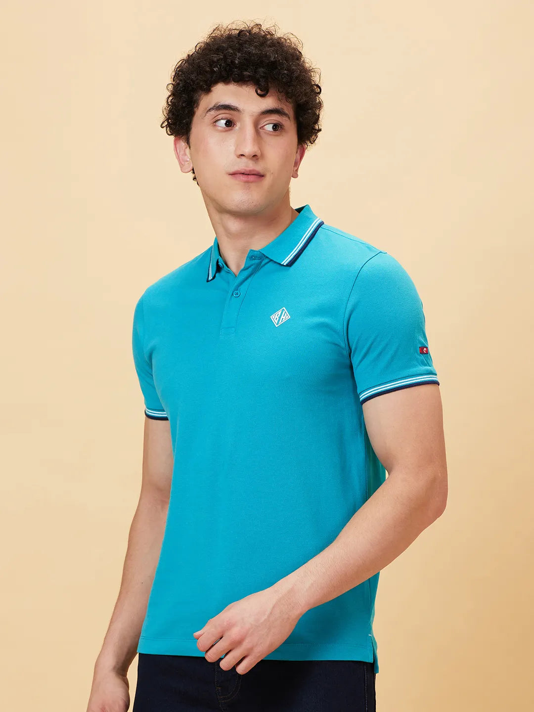 Being Human Clothing Men Regular Fit Polo Neck T-Shirts-Lake Blue