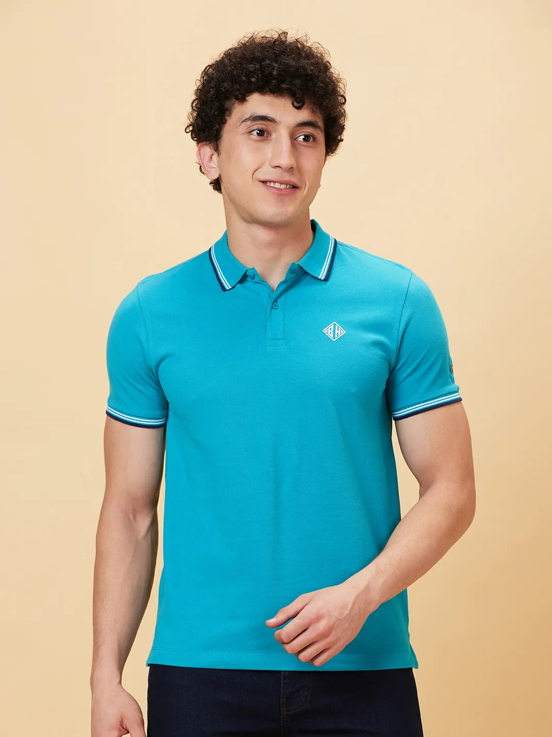 Being Human Clothing Men Regular Fit Polo Neck T-Shirts-Lake Blue