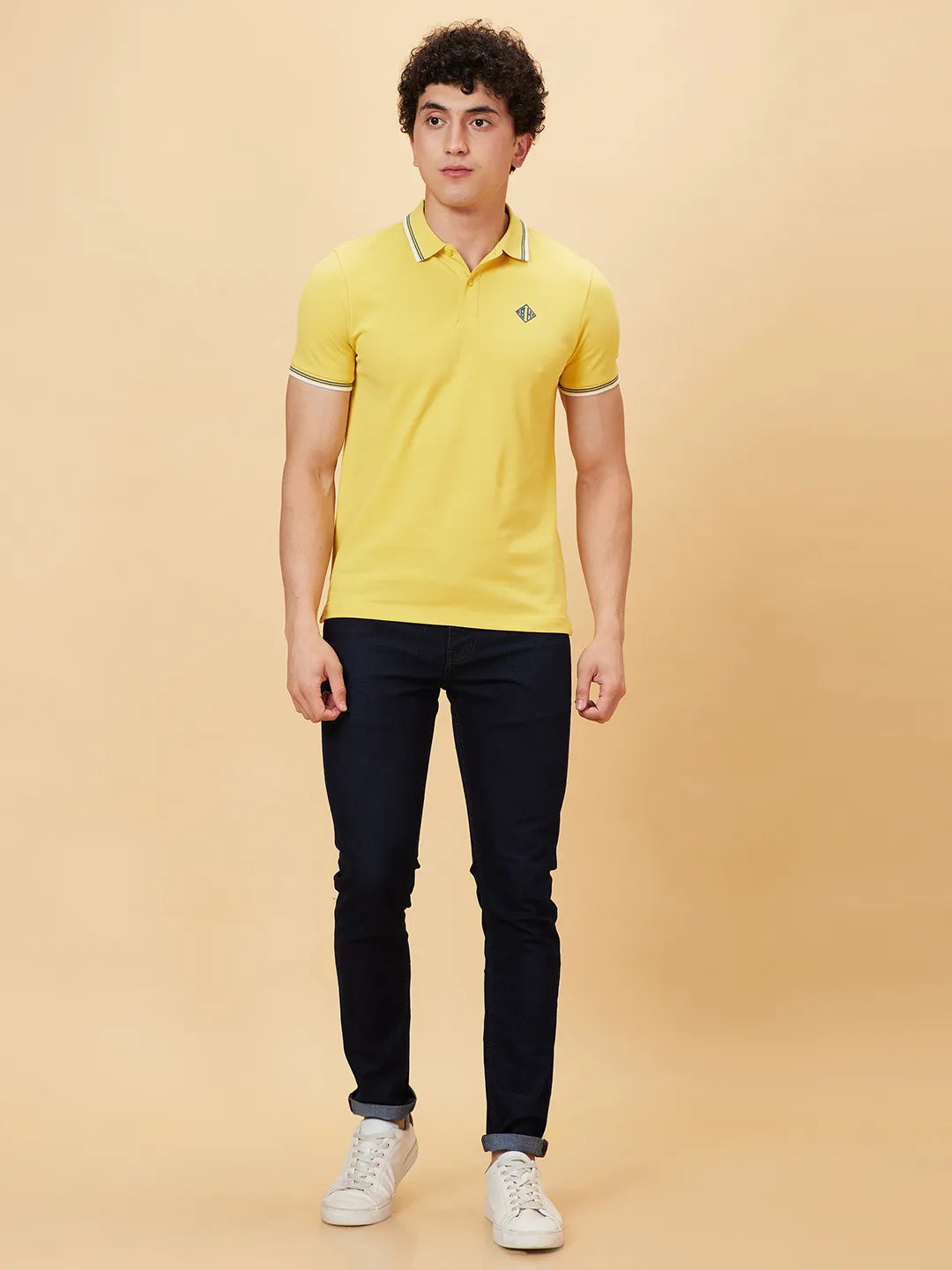 Being Human Clothing Men Regular Fit Polo Neck T-Shirts-Mimosa