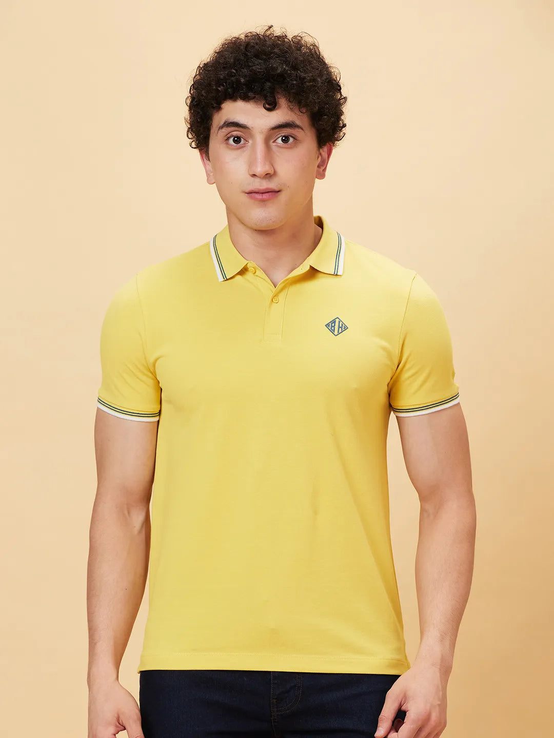 Being Human Clothing Men Regular Fit Polo Neck T-Shirts-Mimosa