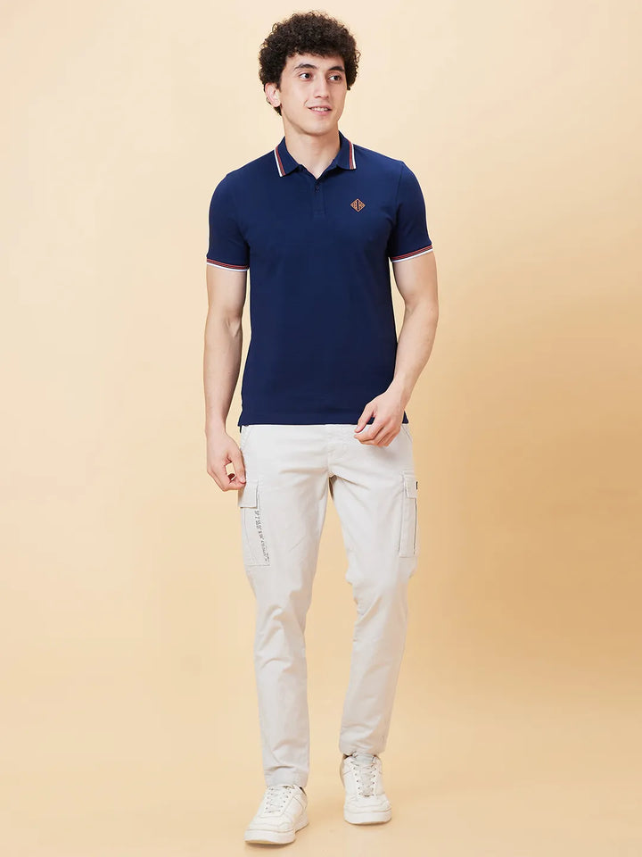 Blue Regular Fit Men's Polo T-Shirt