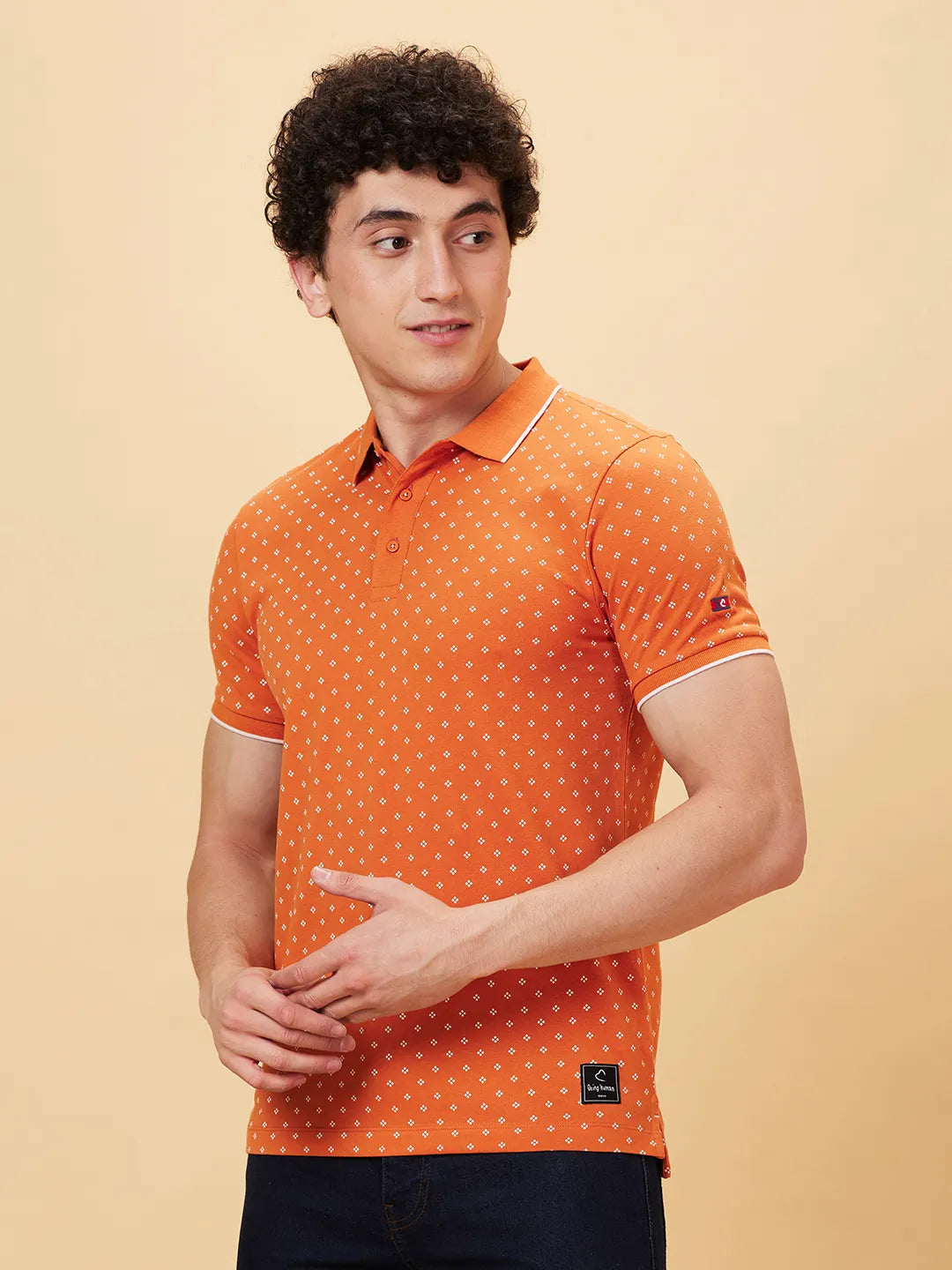 Being Human Clothing Men Regular Fit Polo Neck T-Shirts-Gold Flam