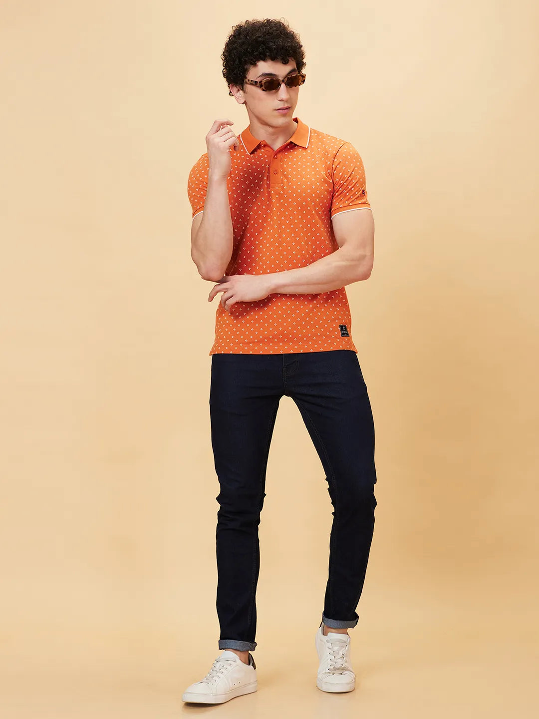 Being Human Clothing Men Regular Fit Polo Neck T-Shirts-Gold Flam