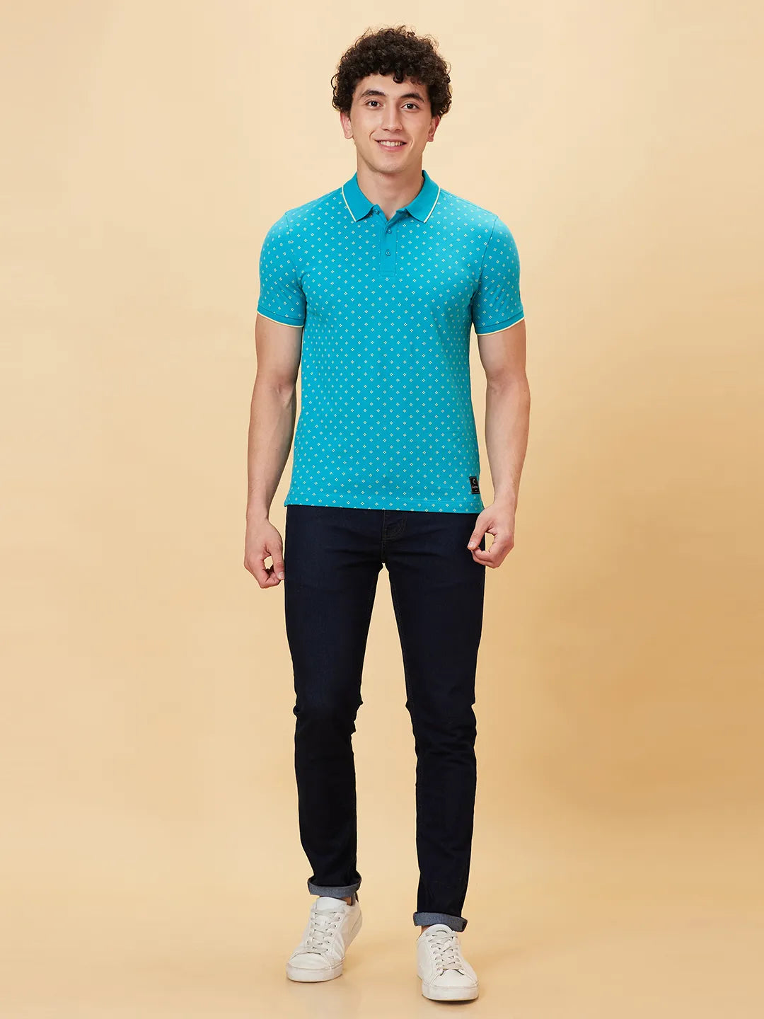 Being Human Clothing Men Regular Fit Polo Neck T-Shirts-Lake Blue