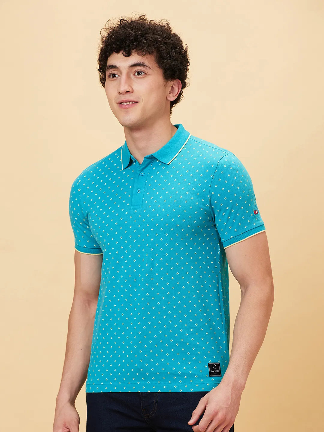 Being Human Clothing Men Regular Fit Polo Neck T-Shirts-Lake Blue