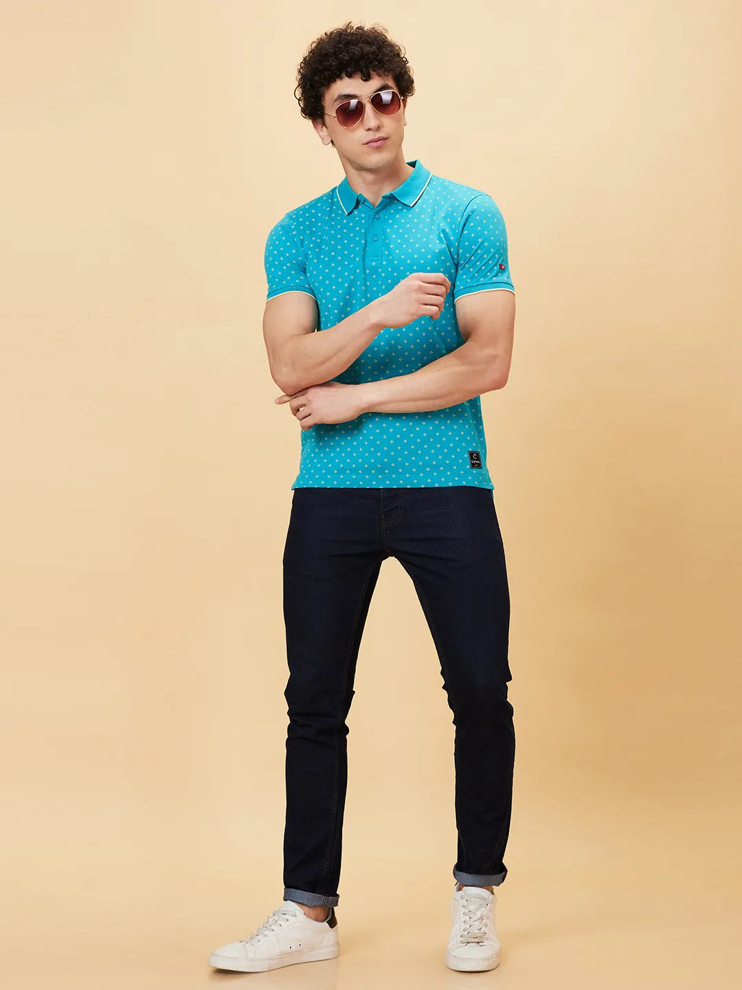 Being Human Clothing Men Regular Fit Polo Neck T-Shirts-Lake Blue