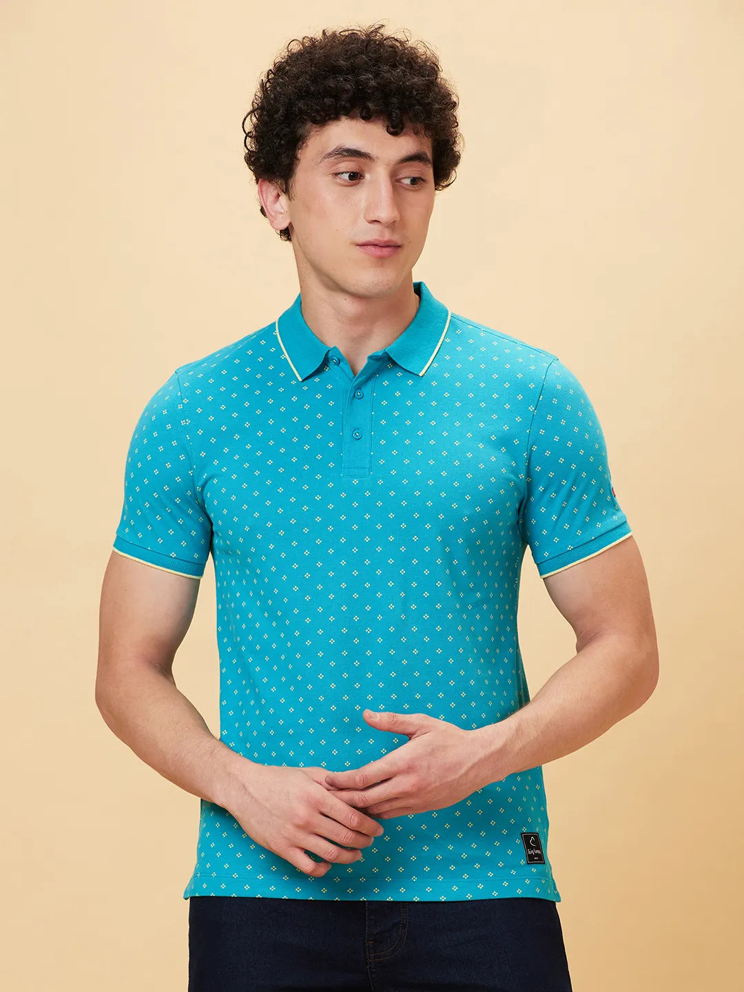 Being Human Clothing Men Regular Fit Polo Neck T-Shirts-Lake Blue