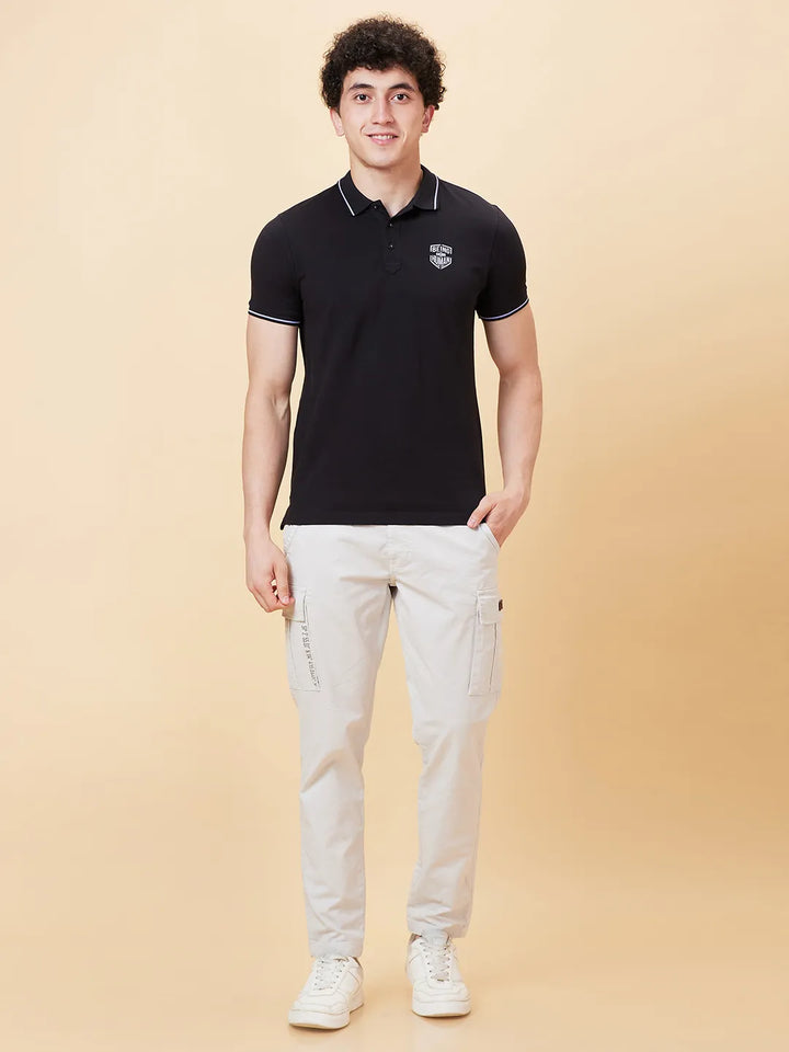 Black Regular Fit Men's Polo T-Shirt