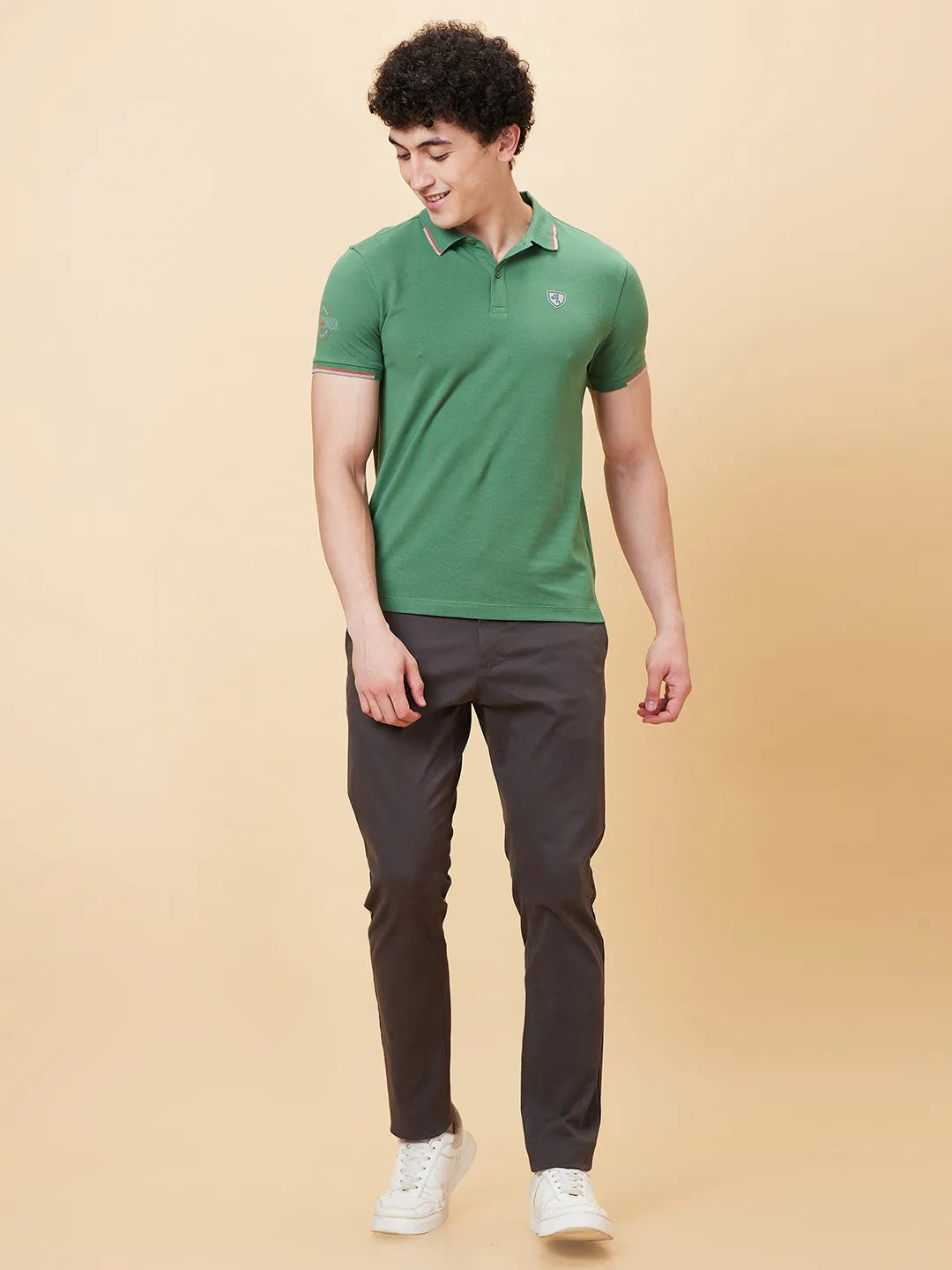 Being Human Clothing Men Regular Fit Polo Neck T-Shirts-Artichoke Green