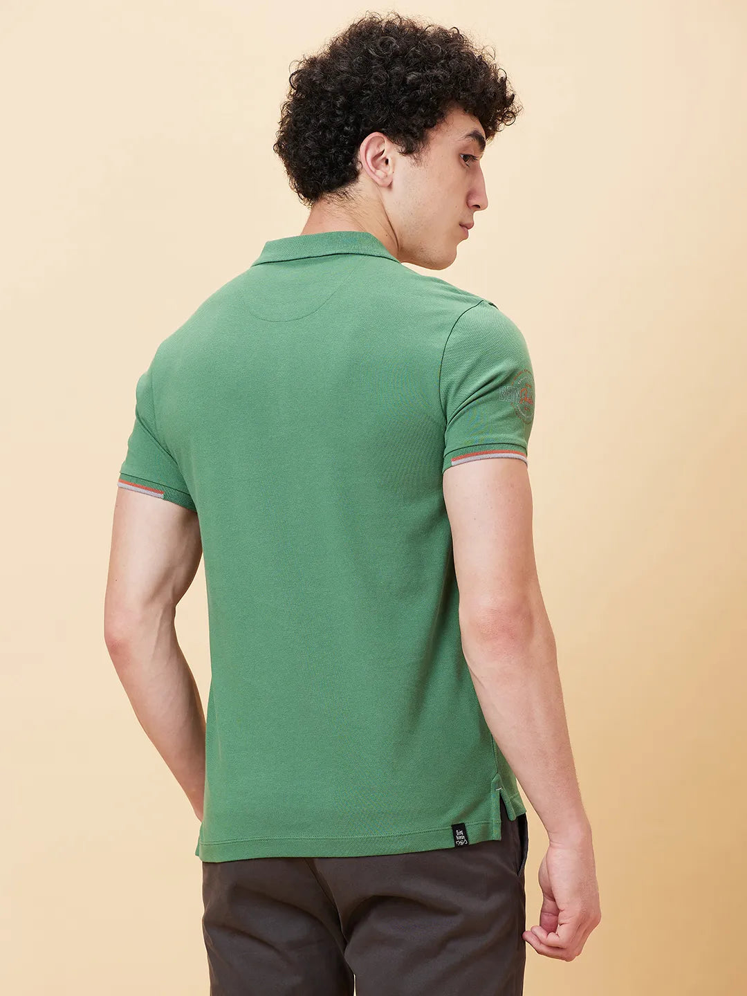 Being Human Clothing Men Regular Fit Polo Neck T-Shirts-Artichoke Green