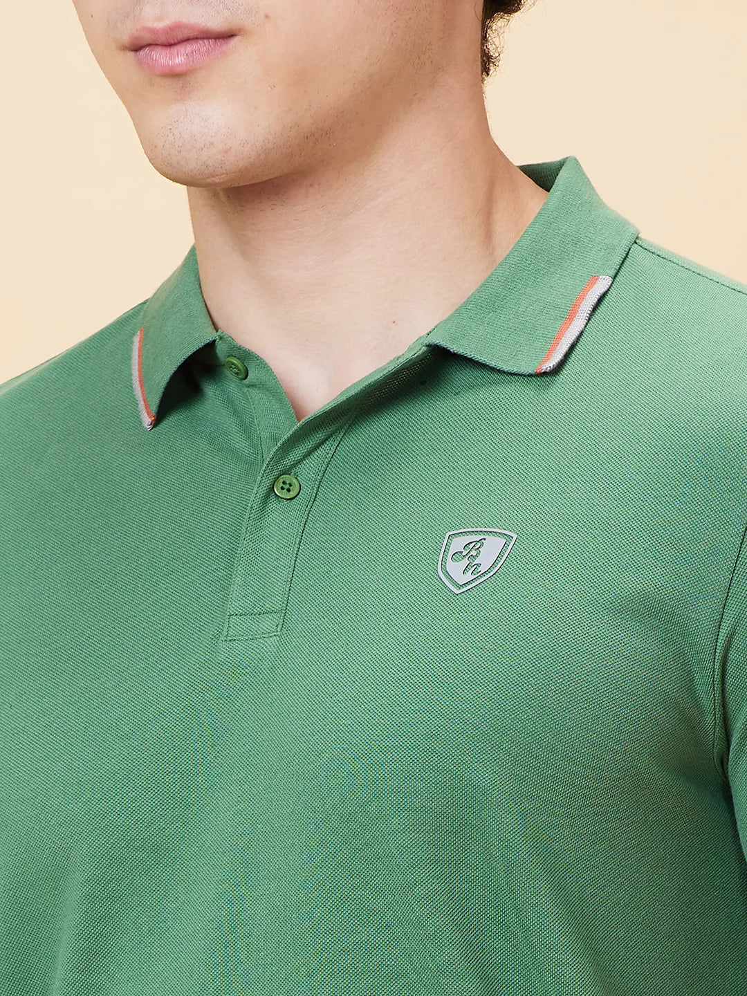 Being Human Clothing Men Regular Fit Polo Neck T-Shirts-Artichoke Green