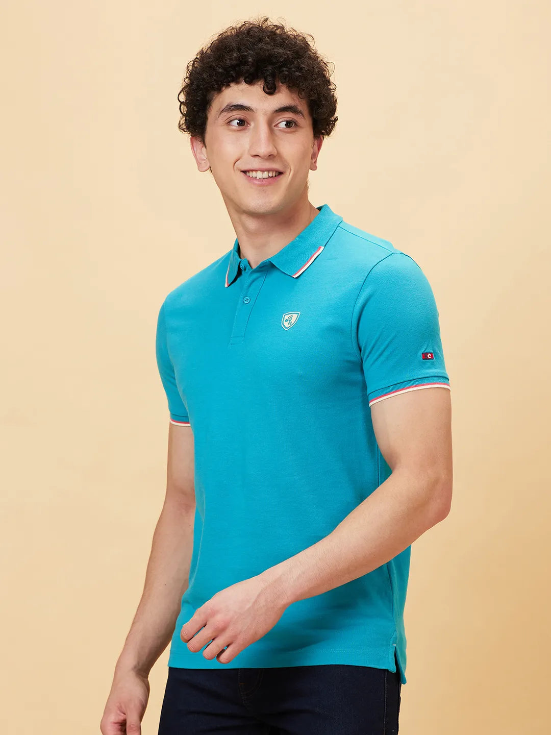 Being Human Clothing Men Regular Fit Polo Neck T-Shirts-Lake Blue