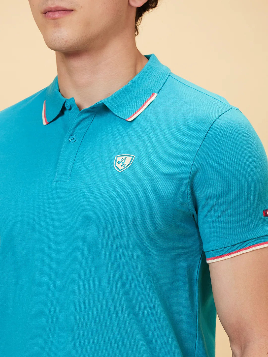 Being Human Clothing Men Regular Fit Polo Neck T-Shirts-Lake Blue