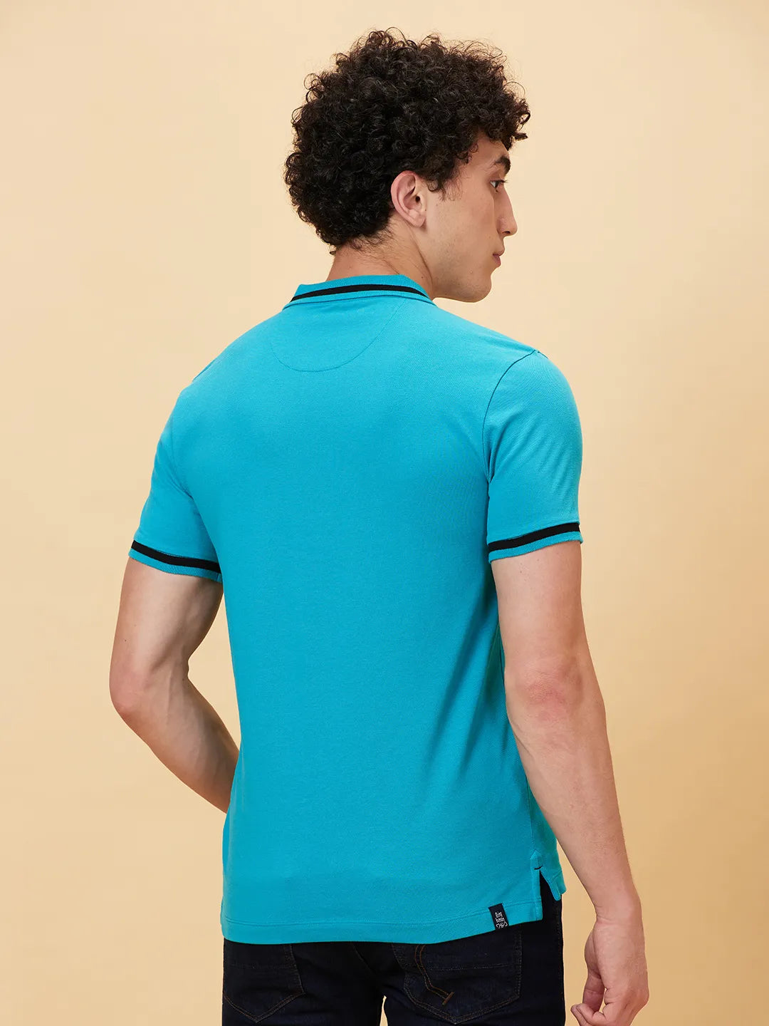 Being Human Clothing Men Regular Fit Polo Neck T-Shirts-Lake Blue