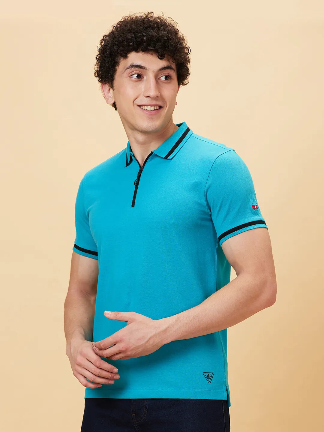 Being Human Clothing Men Regular Fit Polo Neck T-Shirts-Lake Blue