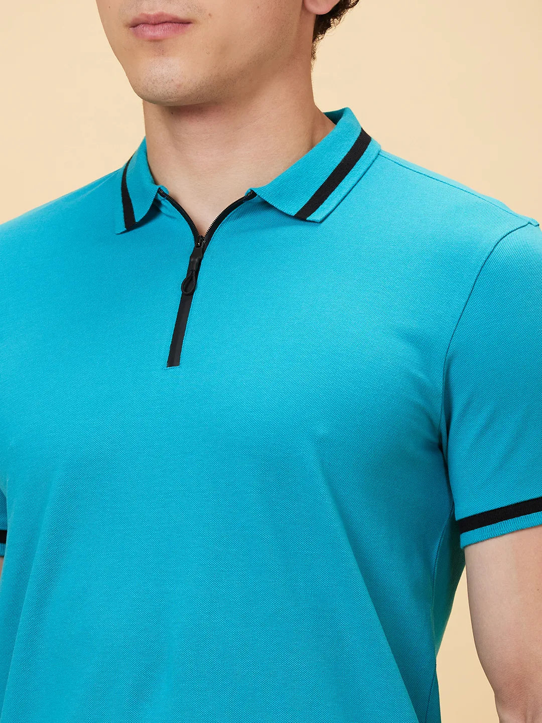 Being Human Clothing Men Regular Fit Polo Neck T-Shirts-Lake Blue
