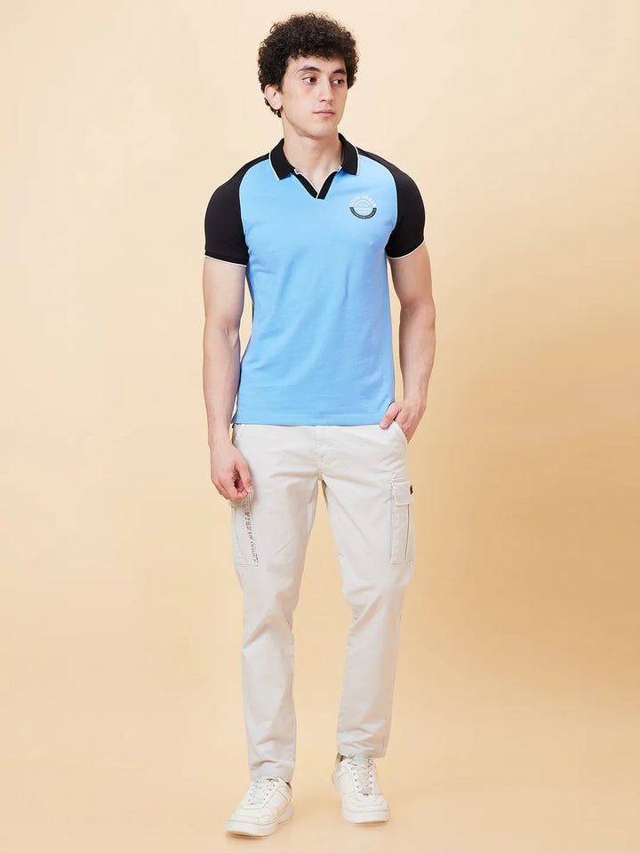 Blue Regular Fit Men's Polo T-Shirt by Being Human Clothing