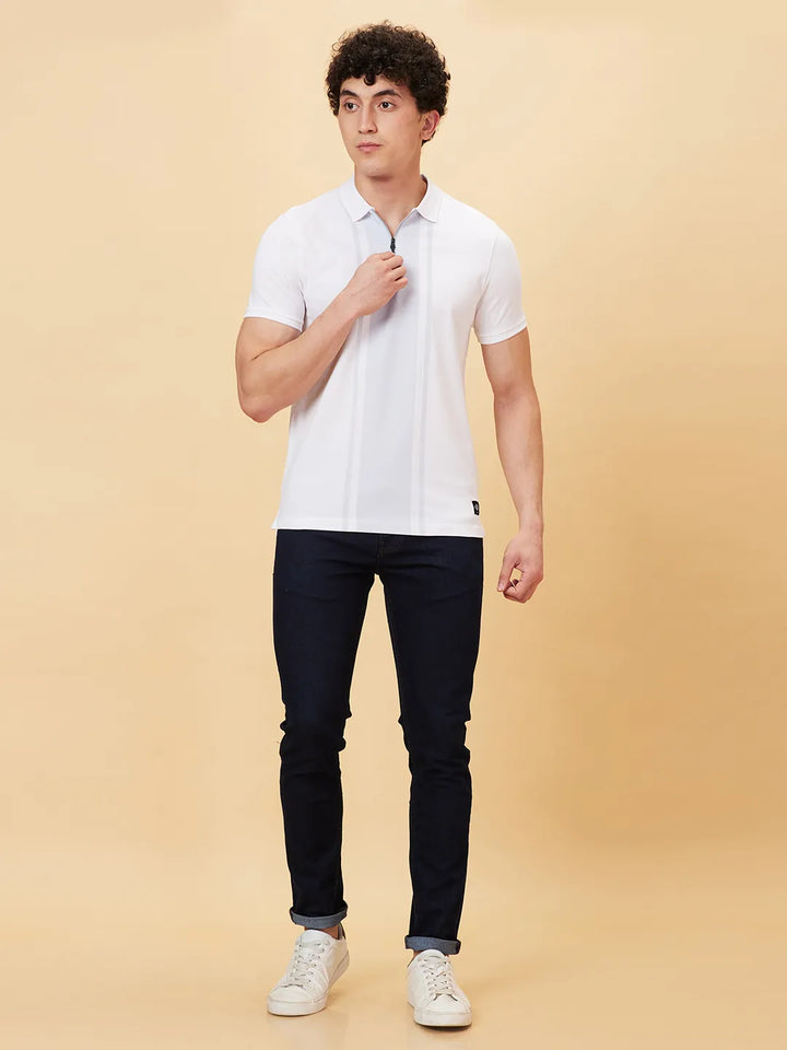 White Regular Fit Men's Polo T-Shirt