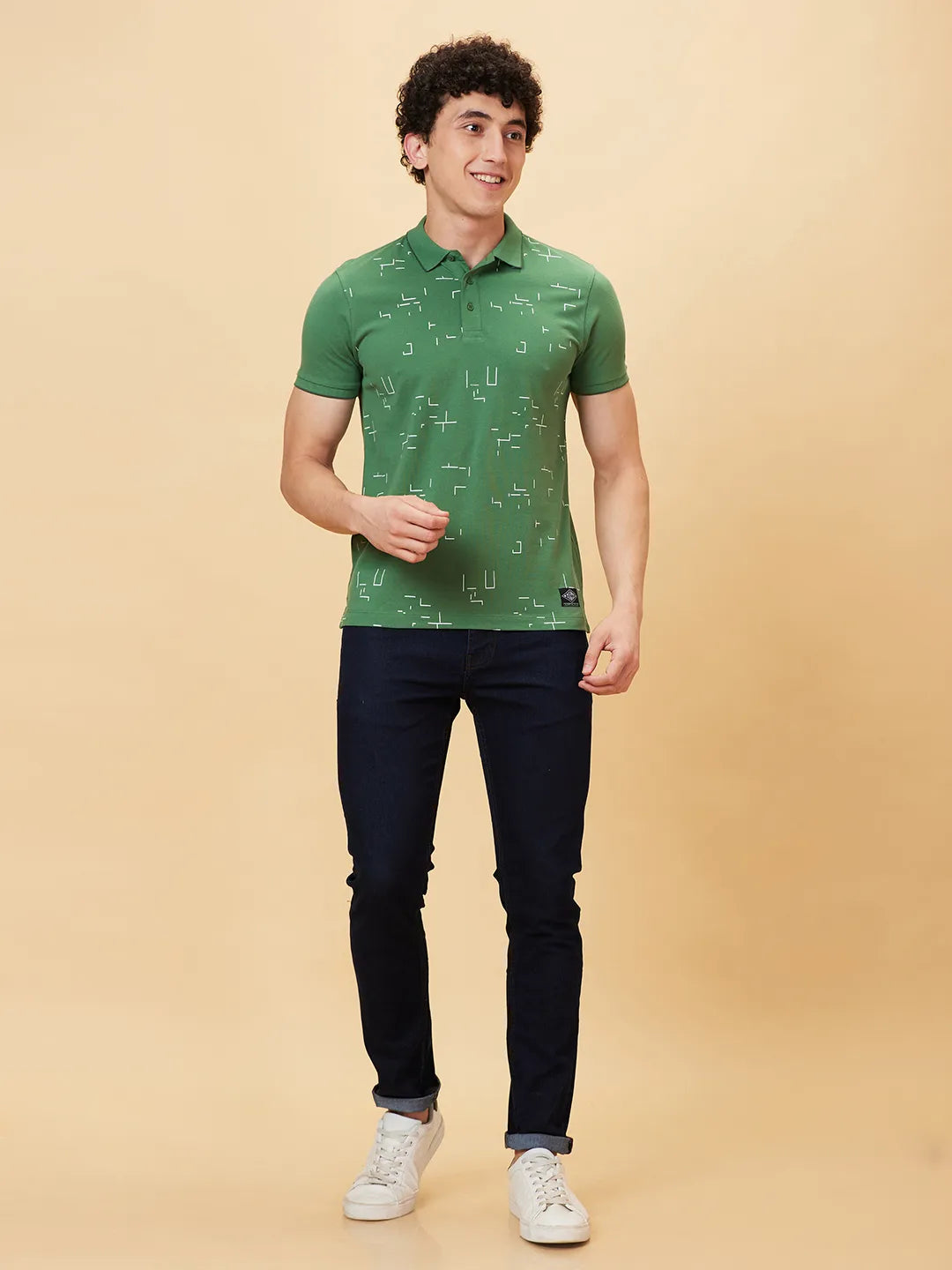 Being Human Clothing Men Regular Fit Polo Neck T-Shirts-Artichoke Green