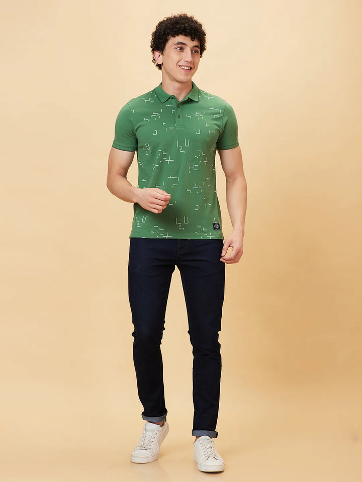 Green Regular Fit Men's Polo T-Shirt by Being Human Clothing