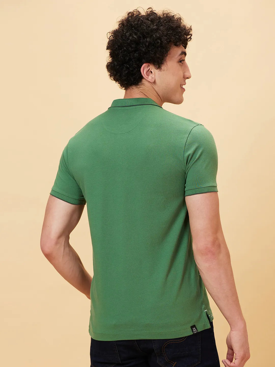 Being Human Clothing Men Regular Fit Polo Neck T-Shirts-Artichoke Green