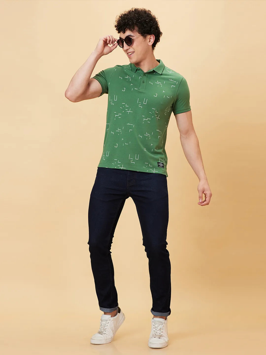 Being Human Clothing Men Regular Fit Polo Neck T-Shirts-Artichoke Green