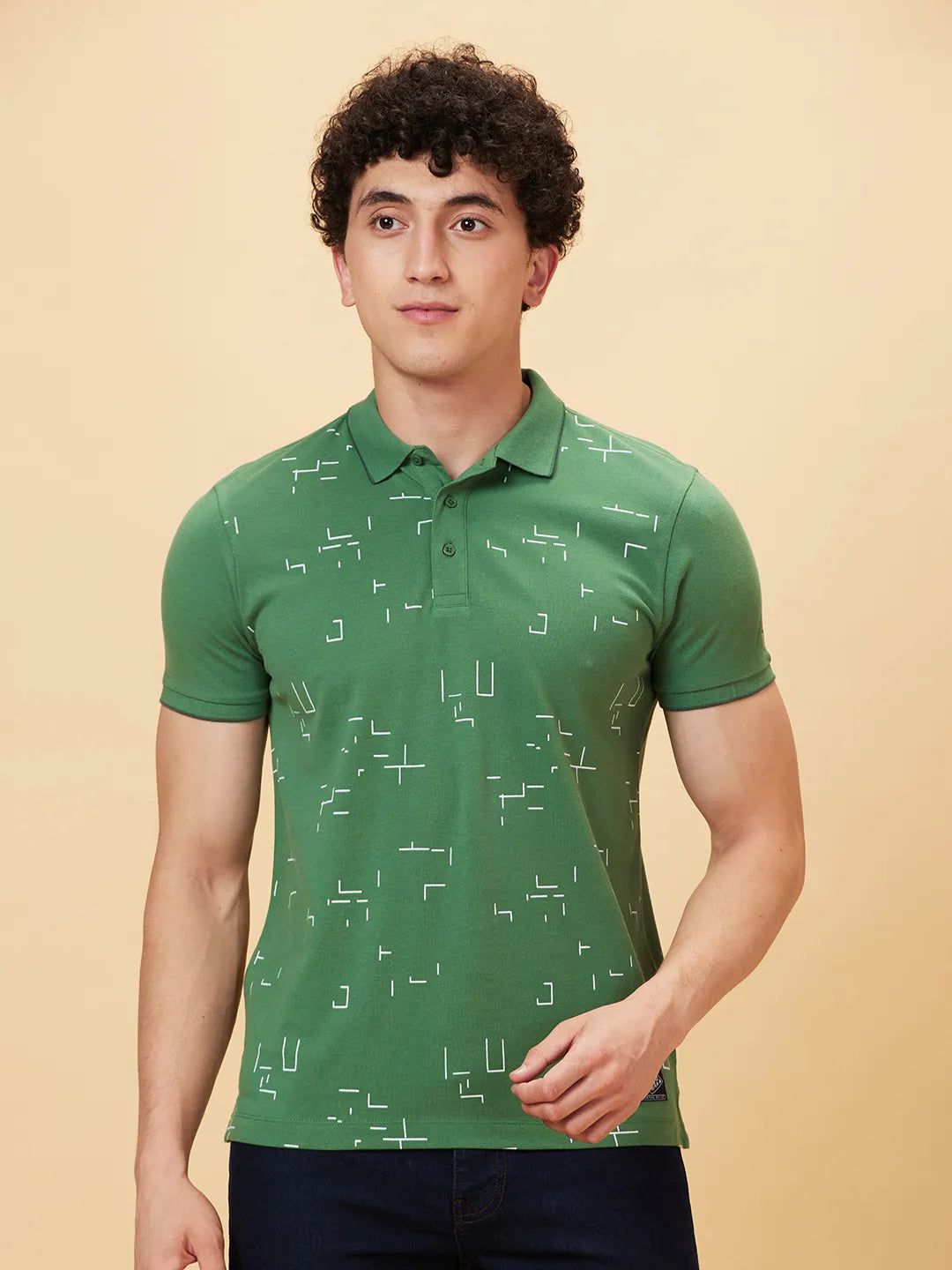 Being Human Clothing Men Regular Fit Polo Neck T-Shirts-Artichoke Green