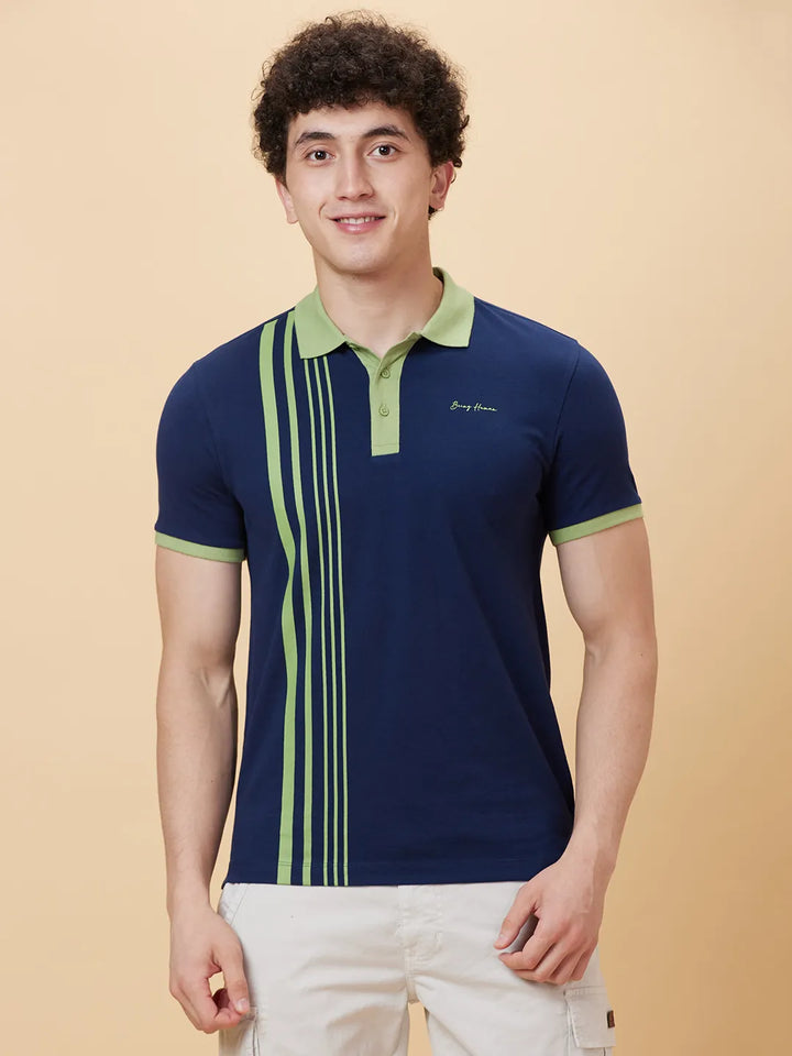 Blue Regular Fit Men's Polo T-Shirt