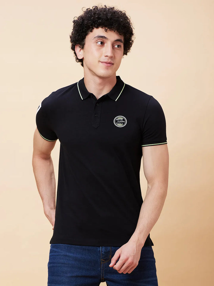 Black Regular Fit Men's Polo T-Shirt