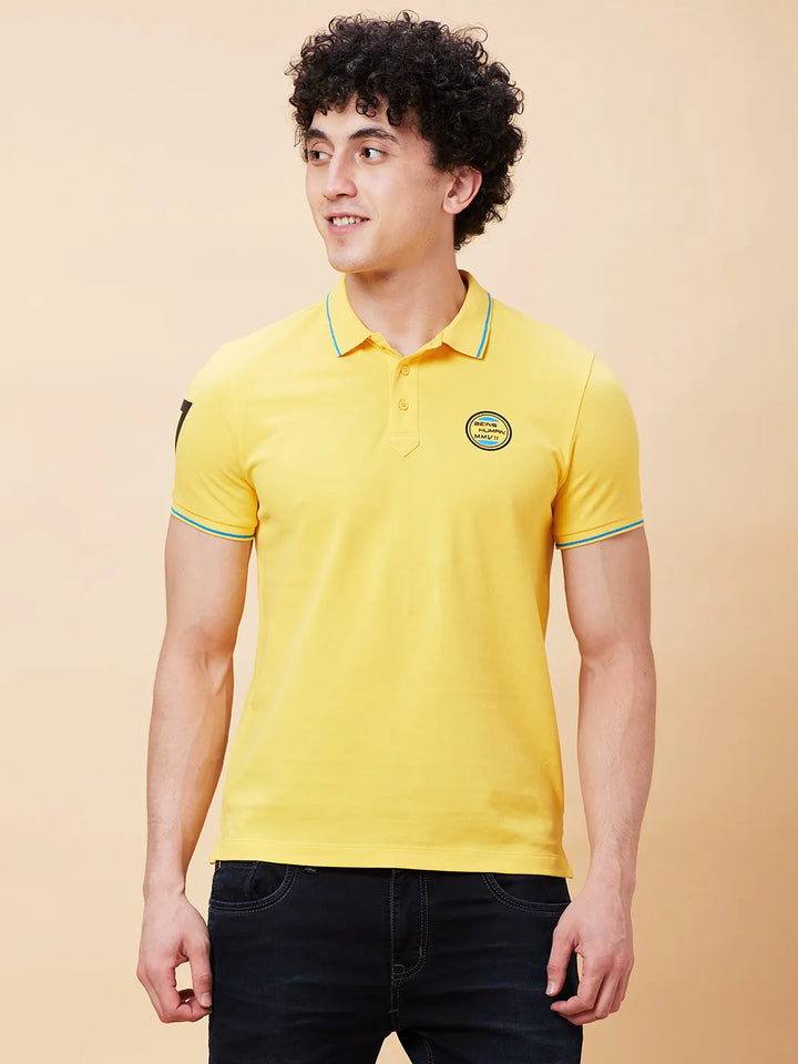 Yellow Regular Fit Men's Polo T-Shirt by Being Human Clothing