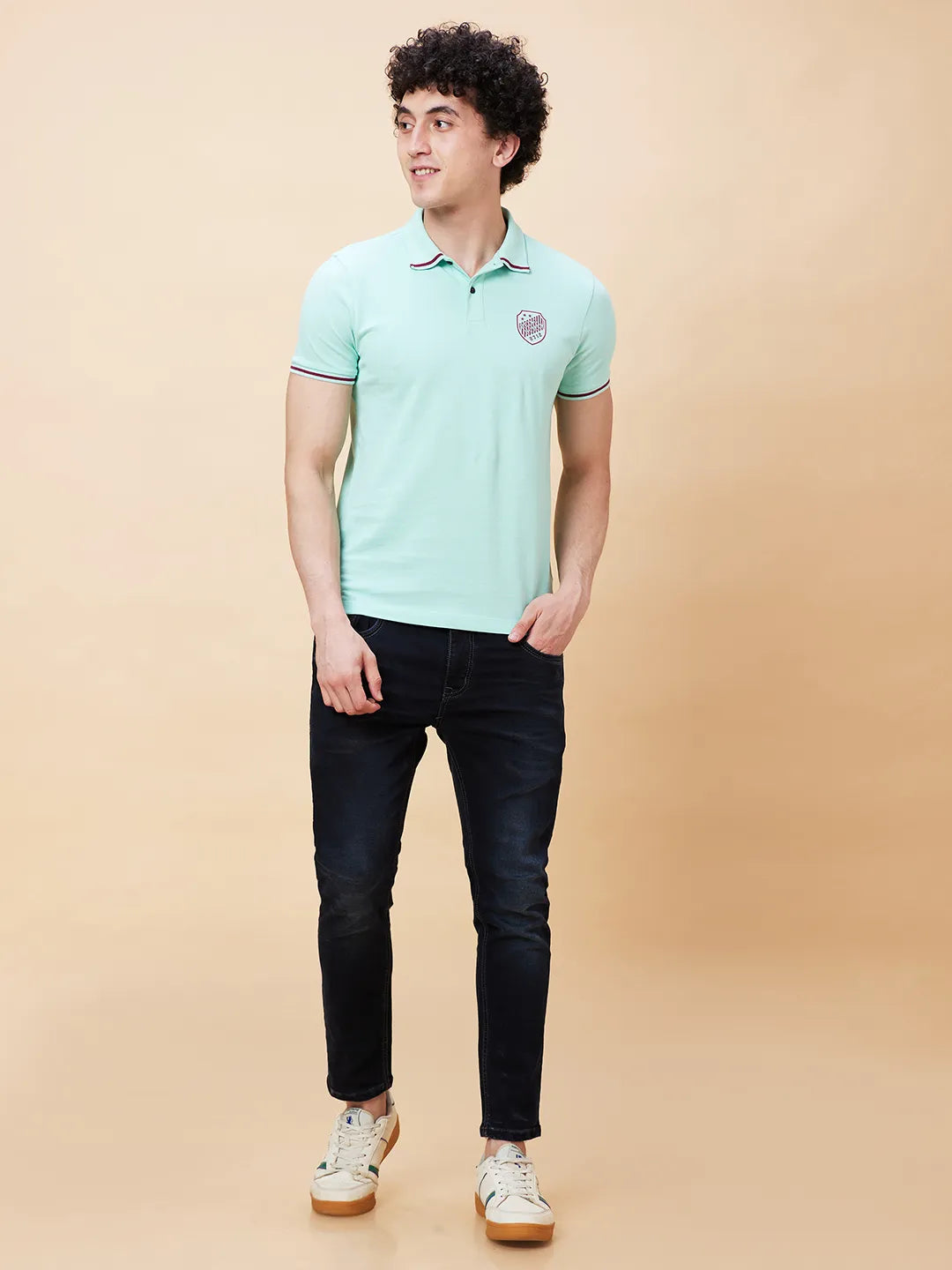 Being Human Clothing Men Regular Fit Polo Neck T-Shirts-Brook Green