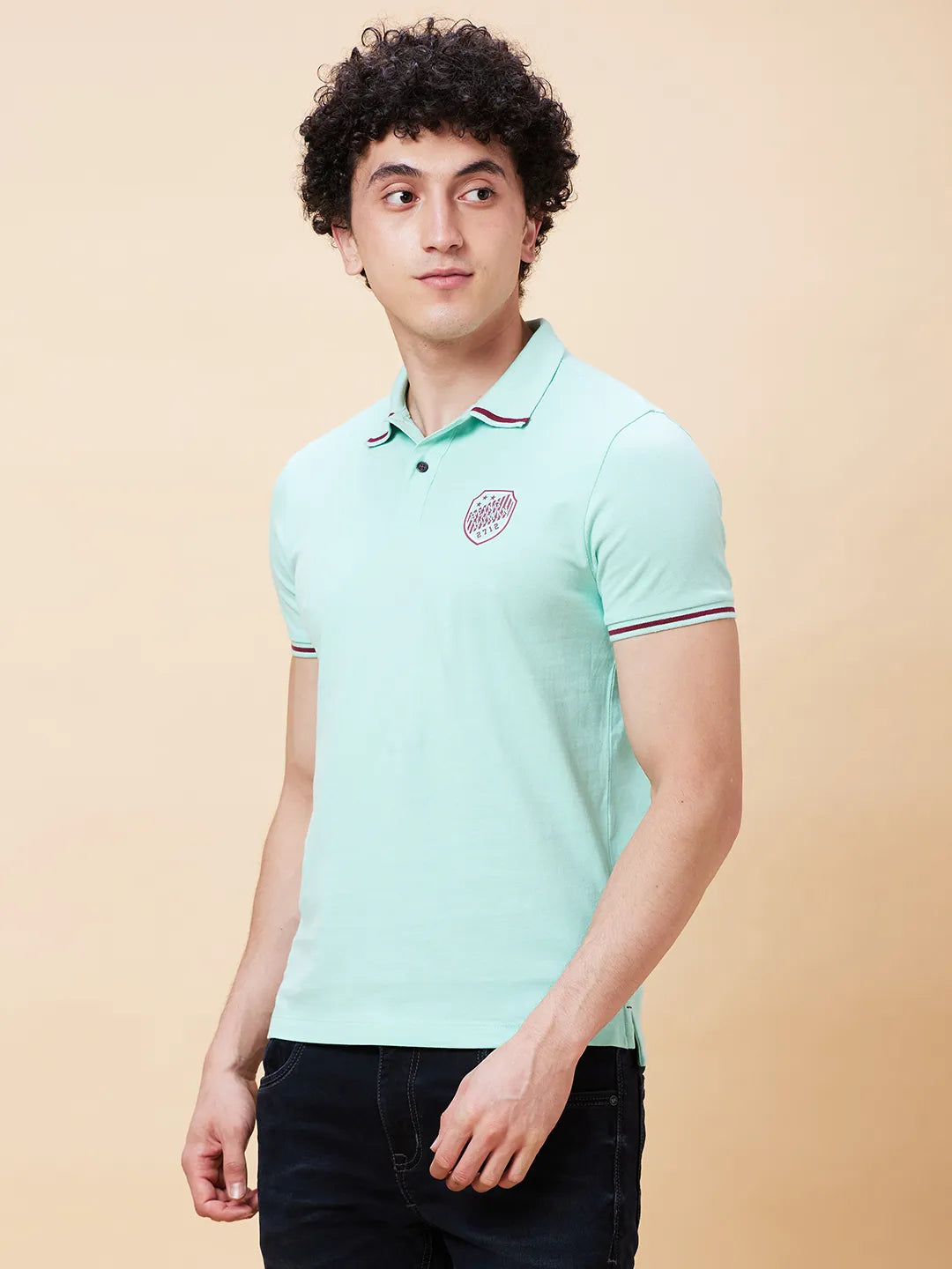 Being Human Clothing Men Regular Fit Polo Neck T-Shirts-Brook Green